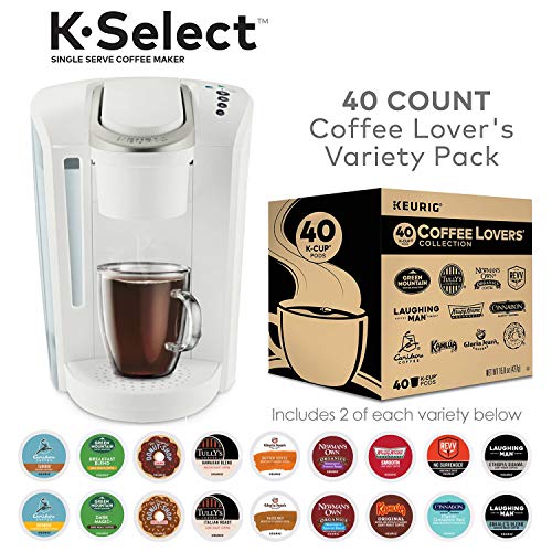 Keurig KSelect, White and Kcup Coffee Lovers Variety Pack, 40 ct