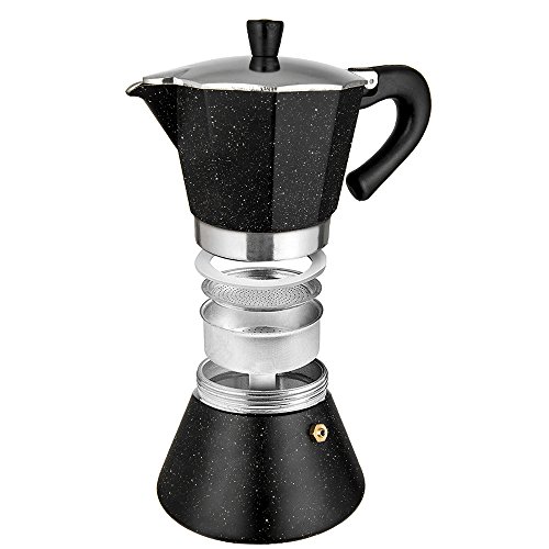 TopHomer Espresso Coffee Maker Moka Pot Stovetop 6 Cup Machine With Large Handle To Prevent Burns Induction Coffee Cooker for Home and Office Use