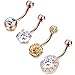 JOERICA 4PCS Stainless Steel Belly Button Rings Navel Body Jewelry Belly Piercing CZ Inlaid Rose-gold