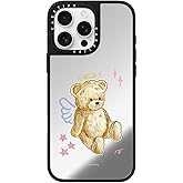 CASETiFY Mirror iPhone 16 Pro Max Case [Reflective / 4.9 ft. 1X Military Grade Drop Protection/Compatible with Magsafe] - Angel Teddy Bear - Silver on Black