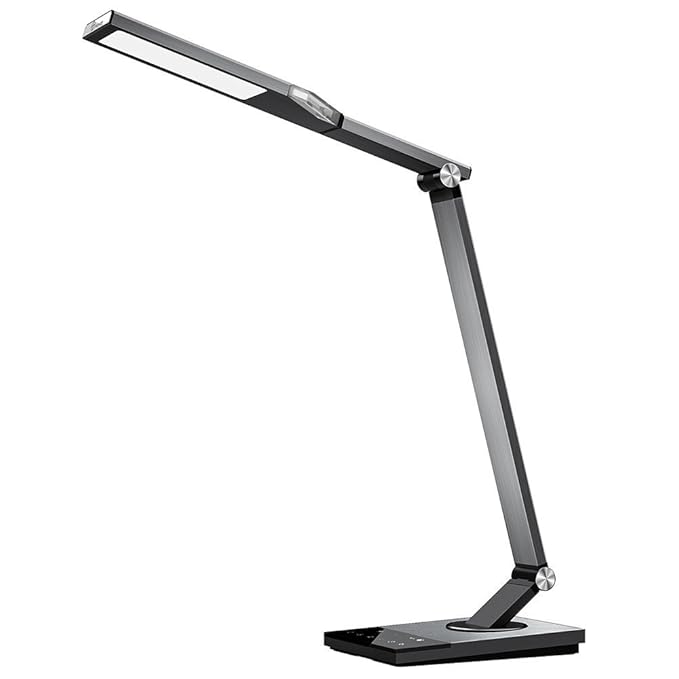 TaoTronics Metal LED Desk Lamps (High-speed 5V/2A USB Charging Port, 5 Color Modes, 6 Levels, Memory/Favorite Function, Timer, Night light)