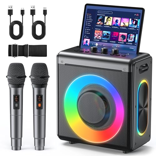Photo 1 of VERKB Karaoke Machine with 2 Wireless Microphones: Portable Bluetooth Speaker for Adults & Kids