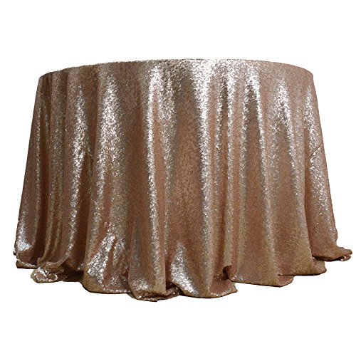 AMAZLINEN(TM) Premium Quality Matte Champagne/Nude Matte Sequin Tablecloth (108