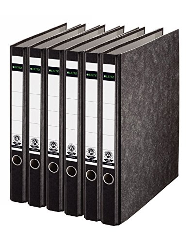 Leitz 2-Ring 1-Inch Premium A4 Sized European Black Marbled Binder 6-Pack, Black (R25PACK)