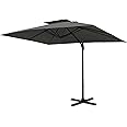 PHI VILLA 10'x 13' Cantilever Patio Umbrella, Outdoor Rectangle Large Umbrellas with Hydraulic Lift and 360°Rotation, Grey