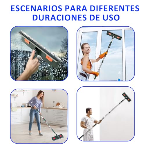 Genérico Limpiador Multiusos para Espejos y Azulejos con Mango Extensible - Herramienta de Limpieza de Esquinas para Baño, Cocina y Vidrio de Auto Kit fácil de Instalar