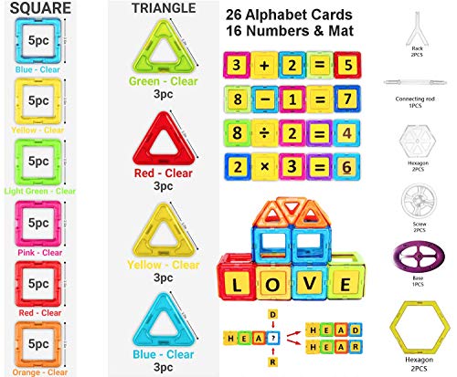 image for Desire Deluxe Magnetic Blocks Building Tiles Toys Set (94pc ) – Chil