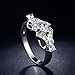 FENDINA Womens Shinning Silver Plated Vintage Solitaire Wedding Engagement Bands Rings Size 8