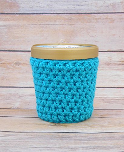 Ice Cream Cozy - Handmade Crochet Pint Sorbet Cozy - Aqua