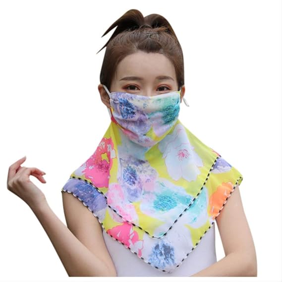 Summer Sun Protection Face Cover Women's Scarf Chiffon Outdoor Driving Cycling Sunshade Neck