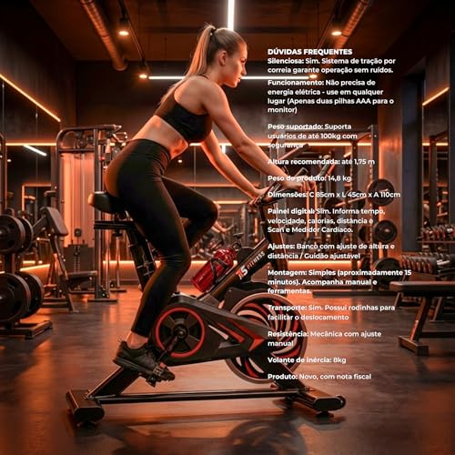 Bicicleta Ergométrica Fitness Para Cardio E Musculação Academia Com Base Cor Preto E Vermelho Marca Its 8kg Inercia