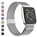 iGK Metal Replacement Bands Compatible for Fitbit Versa/Versa Lite Edition/Versa 2, Stainless Steel Loop Metal Mesh Bracelet Unique Magnet Lock Wristbands