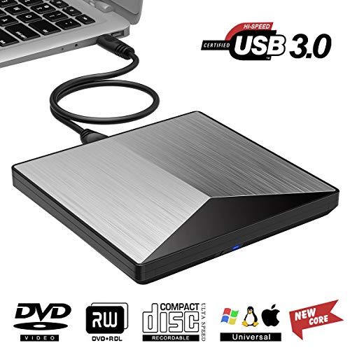 Snorain External CD/DVD Drive,USB 3.0 DVD +/-RW Superdrive CD Burner with High Speed Data Transfer Compatible for MacBook Laptop Desktop PC Windows10 /8/7 /XP Linux Mac OS (Silver) - Thumbnail 7