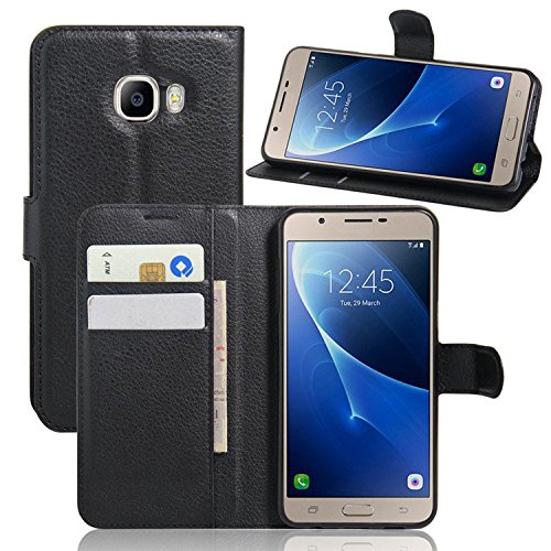 C5 Case, Galaxy C5 Case, Starhemei Slim Flip Pu Leather With Stand [Card Slot],Wallet Phone Case Cover For Samsung Galaxy C5 Smartphone (Leather-Black)