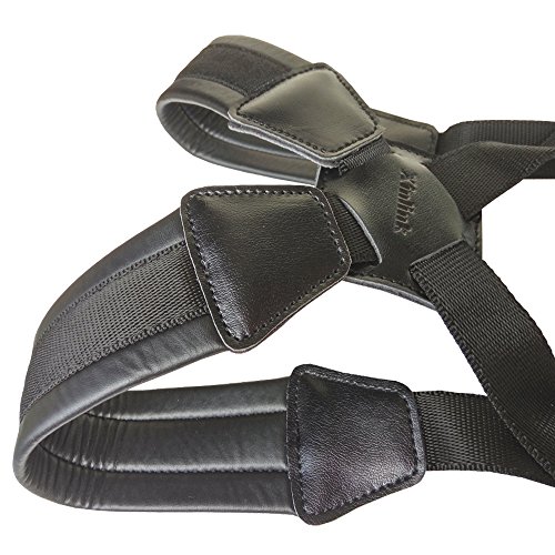Xinlink Professional Black Leather Saxophone Strap Double Shoulder