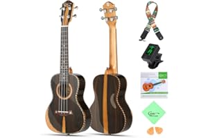 Hricane Concert Ukulele Ziricote 23 Inch Professional Hawaiian Ukuleles for Beginners with Gig Bag Strap Strings Sets