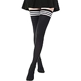 DRESHOW Extra Long High Thigh Socks Striped Over Knee Thin Tights Long Stocking