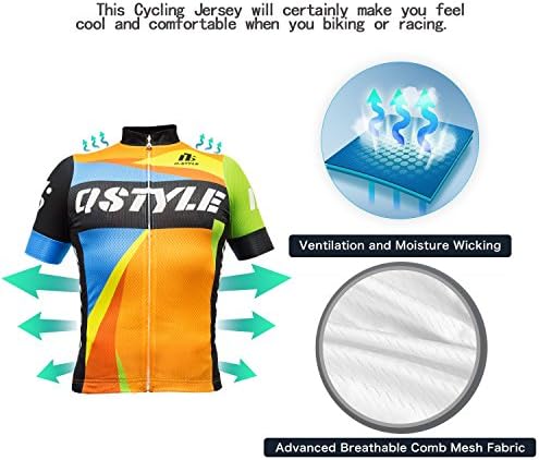 Cycling Jersey Men Short Sleeve Biking Shirts Breathable Full Zip Bicycle Jacket with Pockets