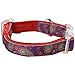 Blueberry Pet 5 Colors Soft & Comfy Paisley Flower Print Neoprene Padded Dog Collar, Red-Violet, Small, Neck 12