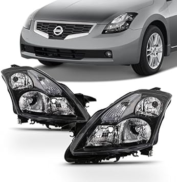 Amazon Com Fits 2007 2008 2009 Altima Sedan Driver Passenger Both Side Halogen Headlights Headlamps Black Automotive