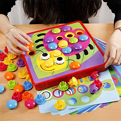 HUIYOU Button Art, Puzzles for 2 year old & 3 year old,Color Matching Pegboard Boys and Girls (Button Art)