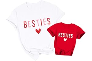 ASTANFY Mommy and Me Matching Outfits Valentines Day Shirts Women Besties Love Heart Tshirt Valentines Day Baby Girl Outfit