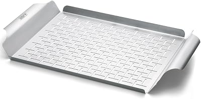 Weber Deluxe Grill Pan 44x39cm Stainless Steel Heat Resistant Dishwasher Safe