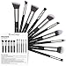 EmaxDesign Makeup Brushes Premium Makeup Brush Set, 10 Pieces Professional Foundation Blending Blush Eye Face Liquid Powder Cream Cosmetics Brushes (Silver Black)