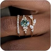 RKKOJJO 925 Sterling Silver Bridal Rings Sets AAA Cubic Zirconia CZ Full Diamond Engagements Rings Wedding 3 Pcs Promise Anniversary White Gold Rings for Women Size 6