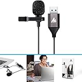 USB Lavalier Microphone-MAONO AU-410 Lapel Mic Hands Free Shirt Collar Clip-on Microphone for PC Computer, Laptop, YouTube, Skype Recording, Live Broadcasting