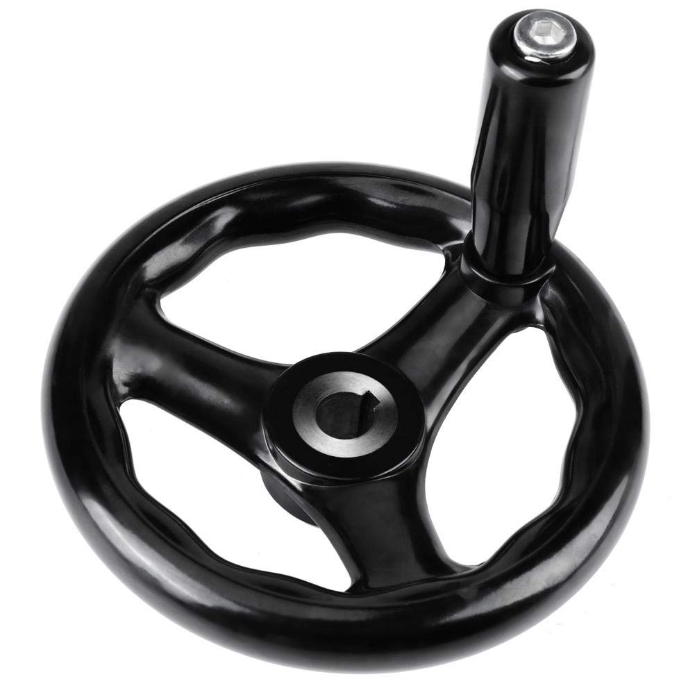 3 Spoke Hand Wheel 12 * 125mm Black Round Plastic Milling Hand Wheel with Revolving Handle for Lathe Milling Machine