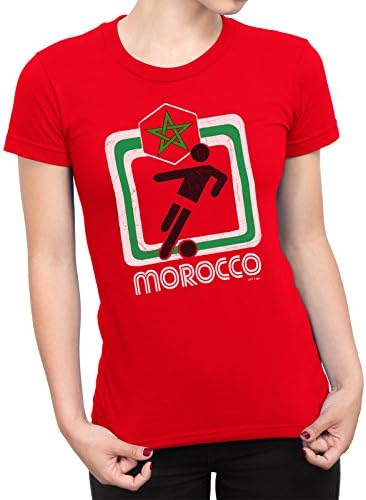 FC Liga Morocco Ladies T-Shirt Football World Cup 2018 Womens Retro Square