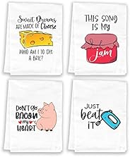 Miracu Funny Kitchen Towels and Dishcloths Sets, Cute Dish Towels - Mothers Day, Housewarming Gift, House Warm