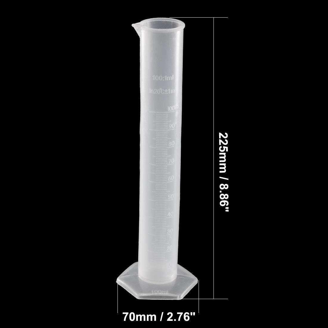 sourcing map Plastic Graduated Cylinder, 100ml Measuring Cylinder, Science Test Tube Beakers, Single Metric Scale - Image 3