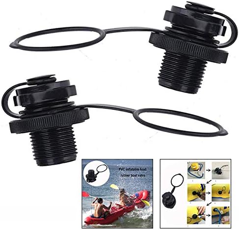 Xrten Inflatable Boat Valve,Spiral Air Plugs Replacement Screw for Inflatable Boat Fishing Boats Raft Airbed, 2 Pcs Black