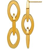 14k Solid Yellow Gold Polished Fancy Link Dangle Post Earrings 45.9x12.2mm Wide Dangle Earring for Women