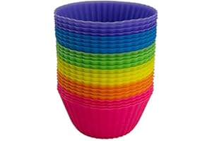 24pcs Vibrant Reusable Silicone Baking Cups - BPA-Free, Heat Resistant to 500 F, Dishwasher Safe - Easy-Release, Non-Stick Mu