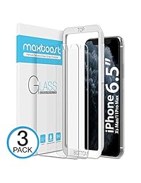 Protector de pantalla Maxboost para Apple iPhone Xs Max (6.5 pulgadas) (transparente, 3 paquetes) 0.25mm iPhone Xs Max protector de vidrio temperado con claridad avanzada [3D Touch] Trabaja con la mayoría de los estuches 99% Touch Accurate