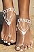 Bellady 2pcs Sparkling Rhinestone Foot Jewelry Silver Heart Symbol Ankle Bracelet Bridal Anklet, Heart Design