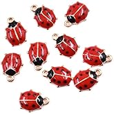 Acxico 10Pcs Cute Ladybird Enamel Charm Pendant DIY Earrings Bracelet Necklace Craft Making Bag Phone Decoration Pendant