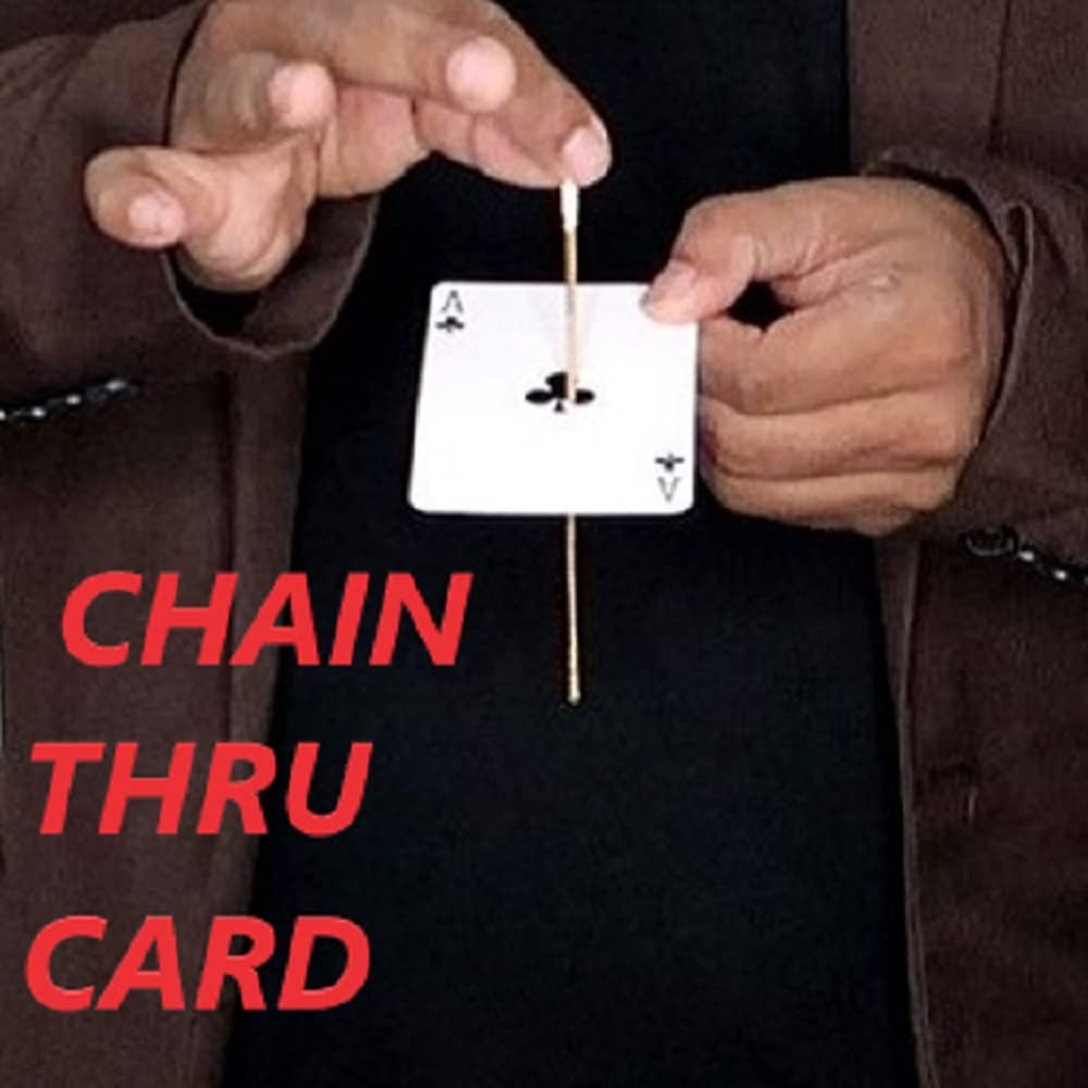 MilesMagic Magician's Chain Thru Card Gimmick Mysteriously Pass Through Card Pipe Mentalism Impossible Penetration Magic Trick (Only card, use your own chain)