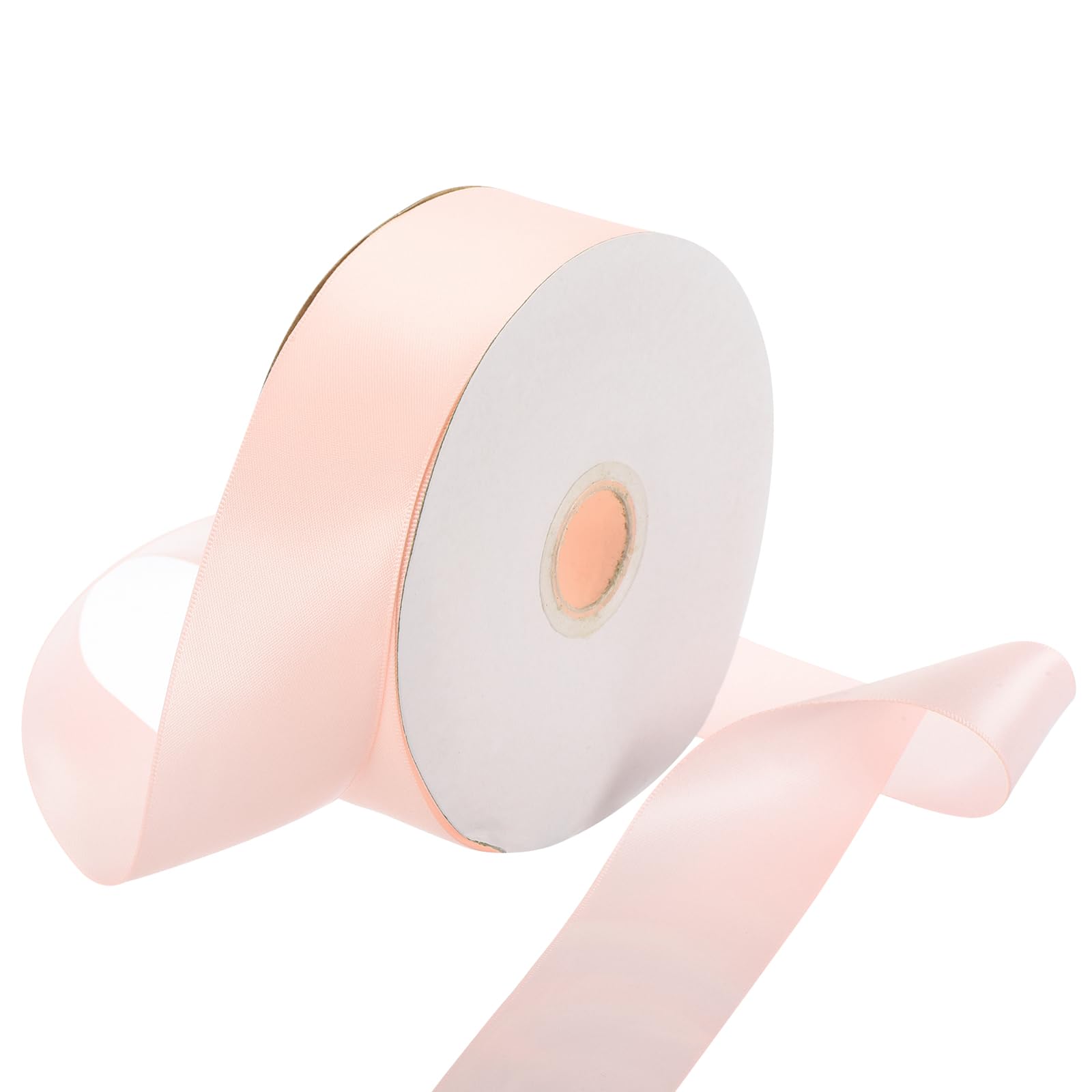 Rebower 38mm Satin Ribbon 46m Thick Double Face Grosgrain Silk Ribbon, [for Gift Wrapping, Hair Bows, Wedding, Cake, Flower] - 50 Yard/150ft/Pale Pink