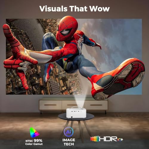 Outdoor-Projector-4K: [Official-Apps/2000 Brightness/40W Dolby Audio] Portable-Projector with WiFi and Bluetooth,Auto Focus,HDR10+,Lisowod Smart Projecteur for Movie Home Theater