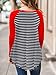 Adreamly Women's Black and White Striped Long Sleeve Baseball T Shirt Blouse Tunic Tops Red X-Large