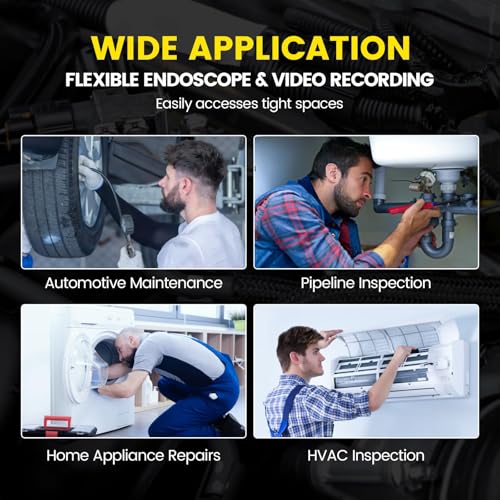 Endoscope Camera with Light, Two-Way 360° Borescope Inspection with 4.3" IPS Screen, IP67 Waterproof with LEDs & 8.5mm Semi-Rigid Snake Camera for Automotive Pipe Tools（منظار فحص داخلي） (2M Cord)