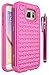 S6 Case, Galaxy S6 Case, Style4U Galaxy S6 Studded Rhinestone Crystal Bling Hybrid Armor Case Cover for Samsung Galaxy S6 with 1 Style4U Stylus [Hot Pink/Hot Pink]