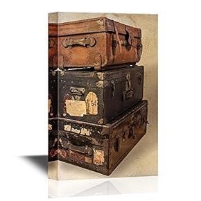 Retro Style Canvas Wall Art - Antique Steamer Trunks - Gallery Wrap Modern Home Art | Ready to Hang - 12x18 inches
