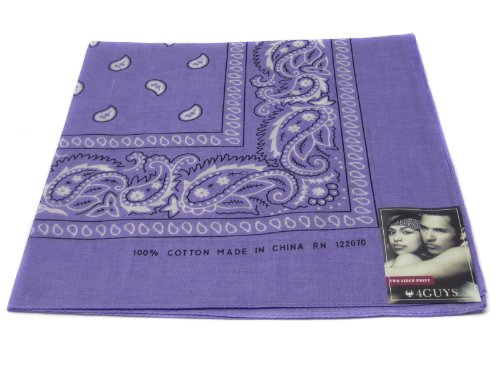 Light Purple Violet Double Side Print Paisley Bandana Scarf, Head Wrap Unisex