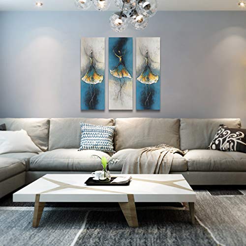 4 Gold+Orange+Paintings+Decoration+10x30inchx3pcs