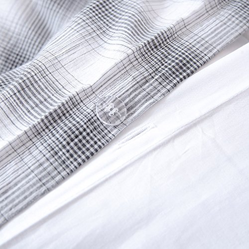 Merryfeel Cotton Duvet Cover Set,100% Cotton Yarn Dyed Buffalo Check Gingham Plaid Geometric Duvet Cover Set,3 Pieces Bedding Set - Full/Queen Black and White
